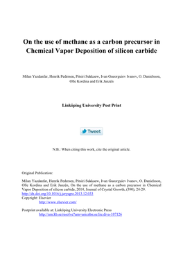 On the Use of Methane As a Carbon Precursor in Chemical Vapor Deposition of Silicon Carbide