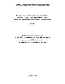 Measures Affecting Trade in Large Civil Aircraft: Recourse to Article 22.6 of the DSU by the European Union