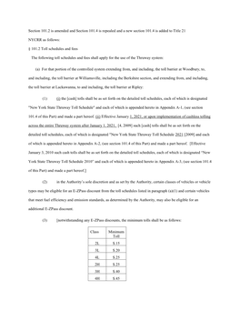 101.2 Toll Schedules and Fees