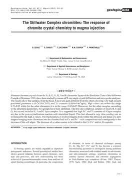 The Stillwater Complex Chromitites: the Response of Chromite Crystal Chemistry to Magma Injection