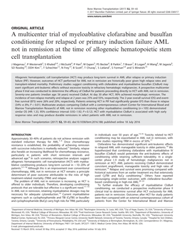 A Multicenter Trial of Myeloablative Clofarabine and Busulfan