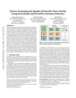 Scilens: Evaluating the Quality of Scientific News Articles Using Social Media and Scientific Literature Indicators