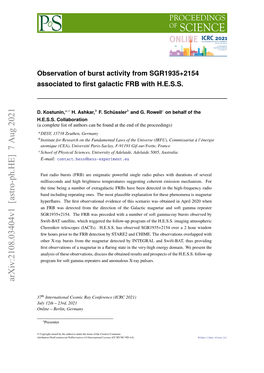 Observation of Burst Activity from SGR1935+ 2154 Associated to First