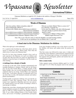 Vipassana Newsletter International Edition