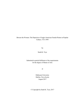 Beware the Women: the Depiction of Anglo-American Female Pirates in Popular Culture, 1721-1995