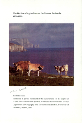 The Decline of Agriculture on the Tasman Peninsula, 1970-1990