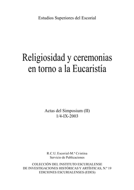 Pdf Religiosidad Y Ceremonias En Torno a La Eucaristía