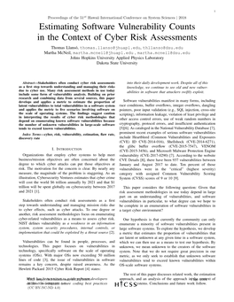 Estimating Software Vulnerability Counts in the Context of Cyber Risk