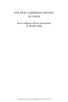 Socio-Religious Reform Movements in British India