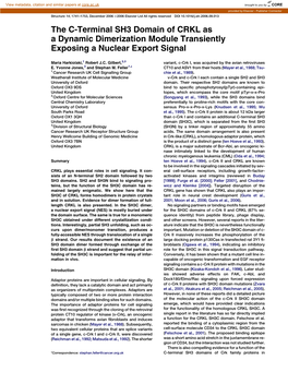 The C-Terminal SH3 Domain of CRKL As a Dynamic Dimerization Module Transiently Exposing a Nuclear Export Signal