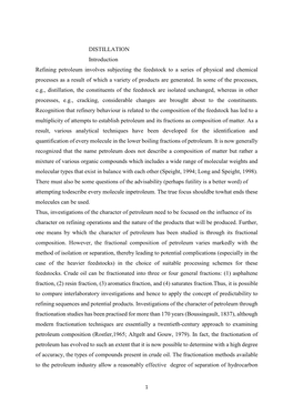 DISTILLATION Introduction Refining Petroleum Involves Subjecting The