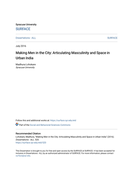 Articulating Masculinity and Space in Urban India