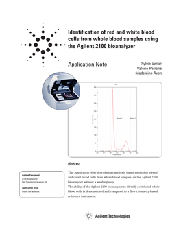 Identification of Red and White Blood Cells from Whole Blood Samples Using the Agilent 2100 Bioanalyzer