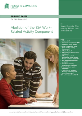 Abolition of the ESA Work-Related Activity Component