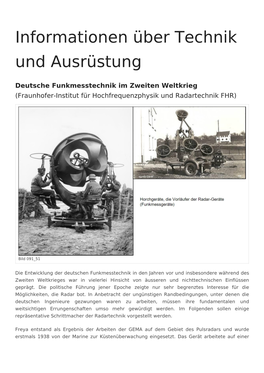 Informationen Über Technik Und Ausrüstung