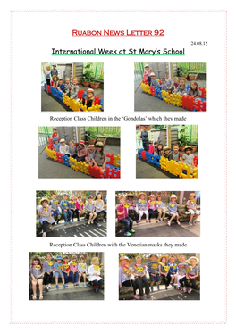 Ruabon News Letter 92 International Week at St Mary's School