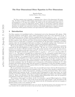 The Four Dimensional Dirac Equation in Five Dimensions
