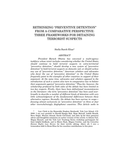 Rethinking “Preventive Detention” from a Comparative Perspective: Three Frameworks for Detaining Terrorist Suspects