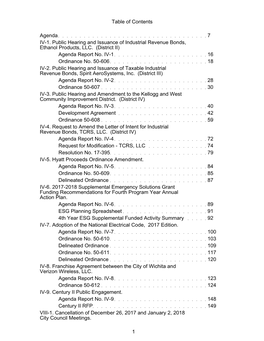 Table of Contents Agenda 7 IV-1. Public Hearing And