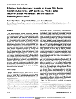 Effects of Antiinflammatory Agents on Mouse Skin Tumor Induced Cellular