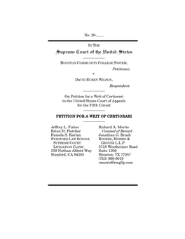 No. 20-___Petitioner, V. Respondent. on Petition for a Writ of Certiorari to the United States Court of Appeals for the Fifth