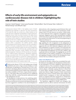 Effects of Early-Life Environment and Epigenetics on Cardiovascular Disease Risk in Children: Highlighting the Role of Twin Studies