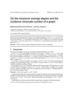 On the Maximum Average Degree and the Incidence Chromatic Number of a Graph