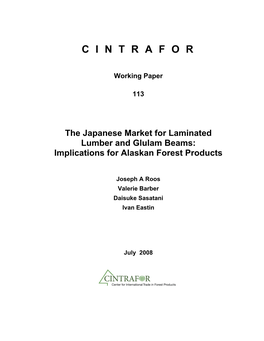 CINTRAFOR Working Paper 113 the Japanese Market for Laminated