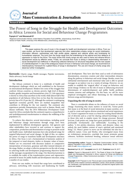 The Power of Song in the Struggle for Health and Development Outcomes in Africa