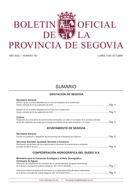 Boletín Oficial De La Provincia De Segovia Bops