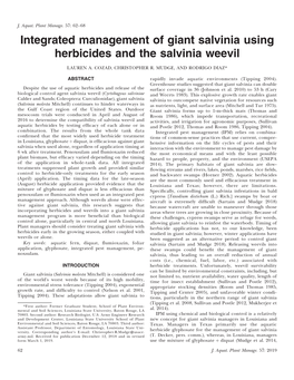 Integrated Management of Giant Salvinia Using Herbicides and the Salvinia Weevil