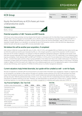 KCB Group Stock Rating Target Price Closing Price Buy KES62.8 KES37.6