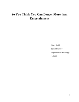 So You Think You Can Dance: More Than