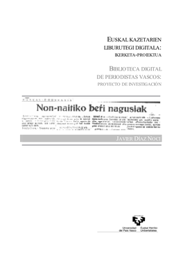 Biblioteca Digital De Periodistas Vascos: Proyecto De Investigación