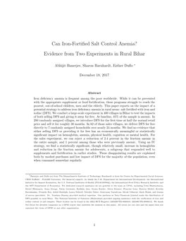 Can Iron-Fortified Salt Control Anemia? Evidence from Two Experiments