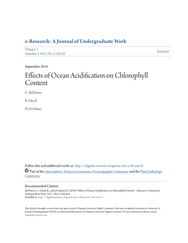 Effects of Ocean Acidification on Chlorophyll Content C