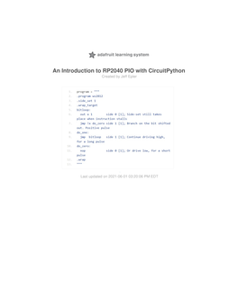 An Introduction to RP2040 PIO with Circuitpython Created by Jeff Epler
