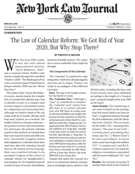 The Law of Calendar Reform: We Got Rid of Year 2020, but Why Stop There?