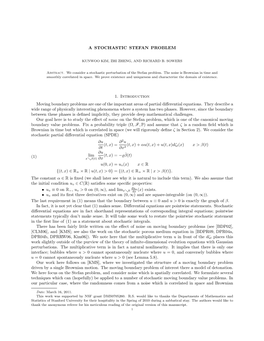 A STOCHASTIC STEFAN PROBLEM 1. Introduction Moving Boundary