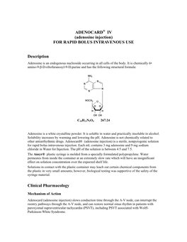 ADENOCARD IV (Adenosine Injection) for RAPID BOLUS