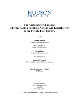 The Anglosphere Challenge: Why the English-Speaking Nations Will Lead the Way in the Twenty-First Century