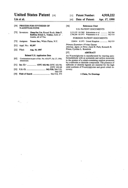 United States Patent (19) (11 Patent Number: 4,918,222 Lin Et Al