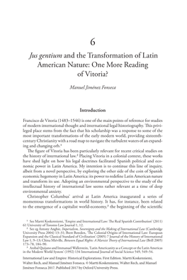 Jus Gentium and the Transformation of Latin American Nature: One More Reading of Vitoria?