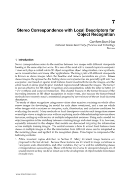 Stereo Correspondence with Local Descriptors for Object Recognition