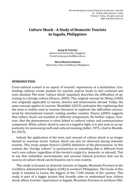 Culture Shock - a Study of Domestic Tourists in Sagada, Philippines