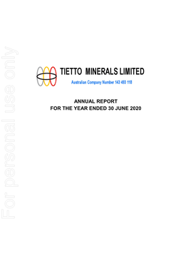 Tietto Financial Report 30 June 2020 With