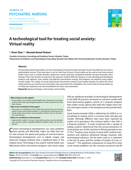 Review a Technological Tool for Treating Social Anxiety: Virtual Reality