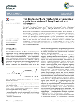 The Development and Mechanistic Investigation of a Palladium-Catalyzed 1,3-Arylﬂuorination of Cite This: Chem