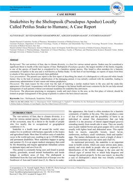 Snakebites by the Sheltopusik (Pseudopus Apodus) Locally