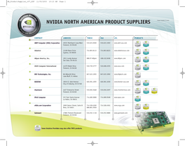 NVIDIA NORTH AMERICAN PRODUCT SUPPLIERS Product Suppliers 11.03V07